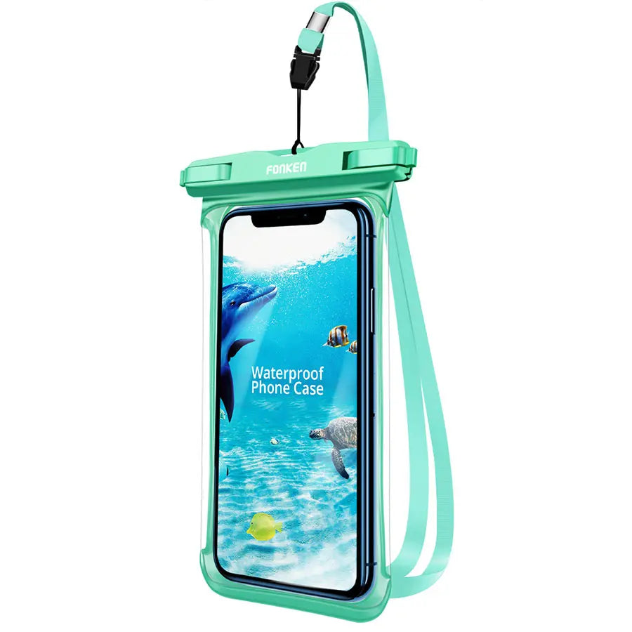 FONKEN Capa à Prova D'Água com Visão Completa para Celular – Bolsa Transparente e Selada para Uso Subaquático, Neve e Chuva, Ideal para Natação e Proteção de Celulares Grandes