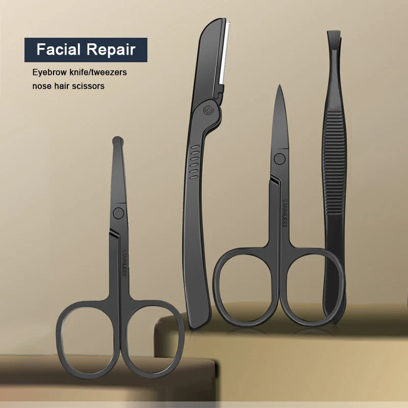 Conjunto de Cortadores de Manicure 8/12/15/20/24 pcs, Cortador de Unhas, Ferramenta de Beleza para Casa, Tesoura de Pedicure, Colher para Ouvido em Aço Inoxidável