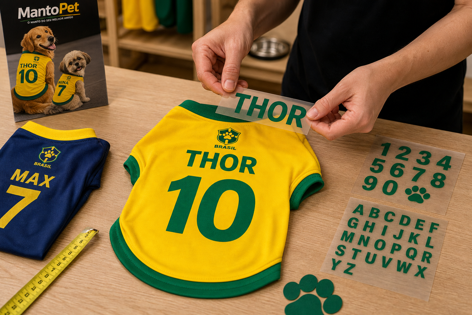 Processo de personalização da camisa do pet